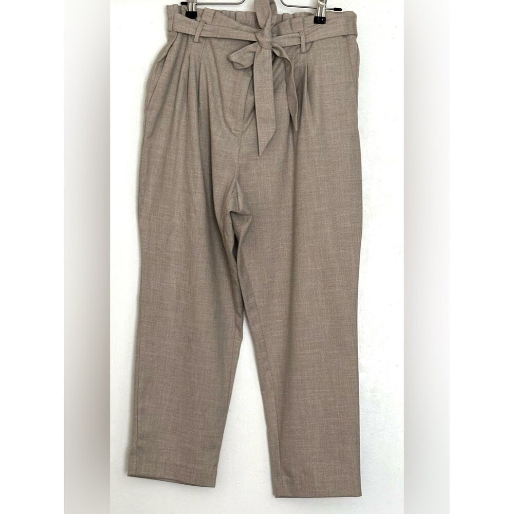 LOFT Paperbag Tie-Waist Pants Tan Size LP Petite